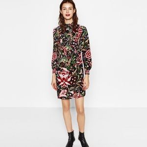 Zara floral print dress with lace back detail